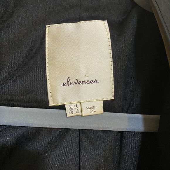 Anthropologie Elevenses Cardigan Open Solid Black Cropped Long Slve Sz 6, MP $74 - Picture 3 of 8